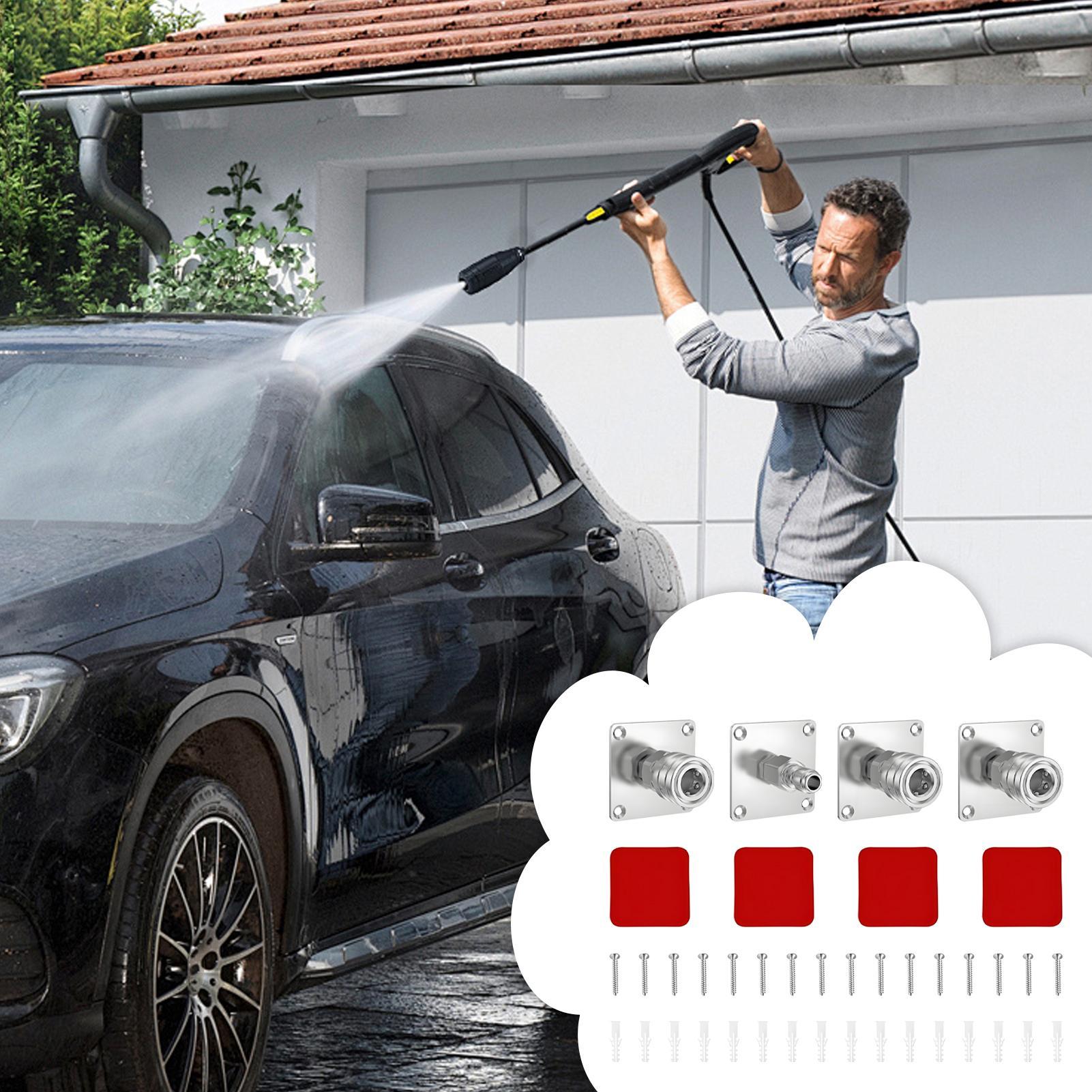 Foam Cannon Car Wash - 高圧洗浄機ワンドホルダー、クイックコネクトフォームキャノンラック、壁掛け式高圧洗浄機ブラケット、家庭用ガレージ、洗車場用