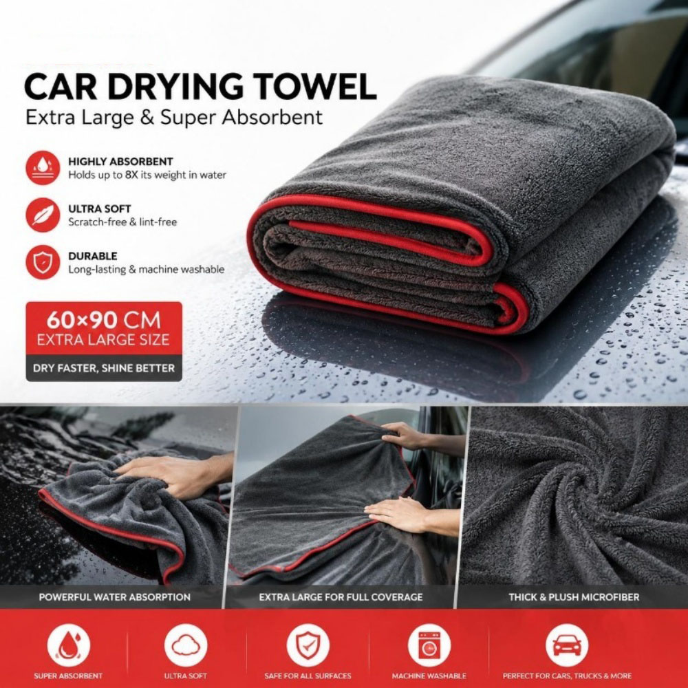 Microfiber Towel Detailing - 超吸水性カータオルXXL特大マイクロファイバー乾燥タオル - 超吸水性厚手技術とツイストリングデザイン