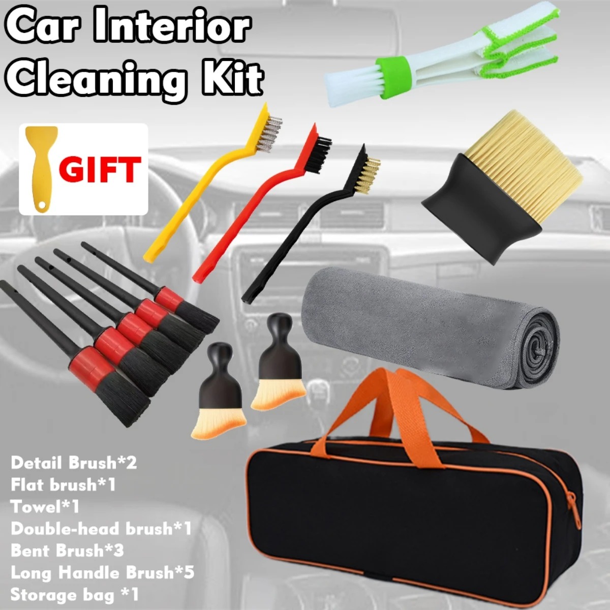 Dirt Brush Interior - 1-15個入り 車内清掃用ブラシキット パワースクラバー レザー エアベント リム