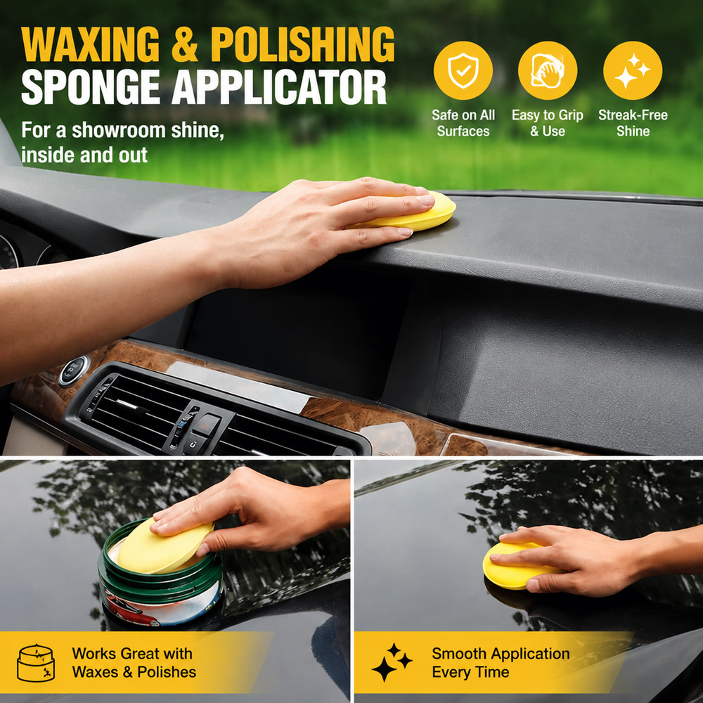 12個入り 再利用可能な黄色い丸型研磨スポンジ、ワックス塗布 - Wax Applicator Pad のレビューと価格
