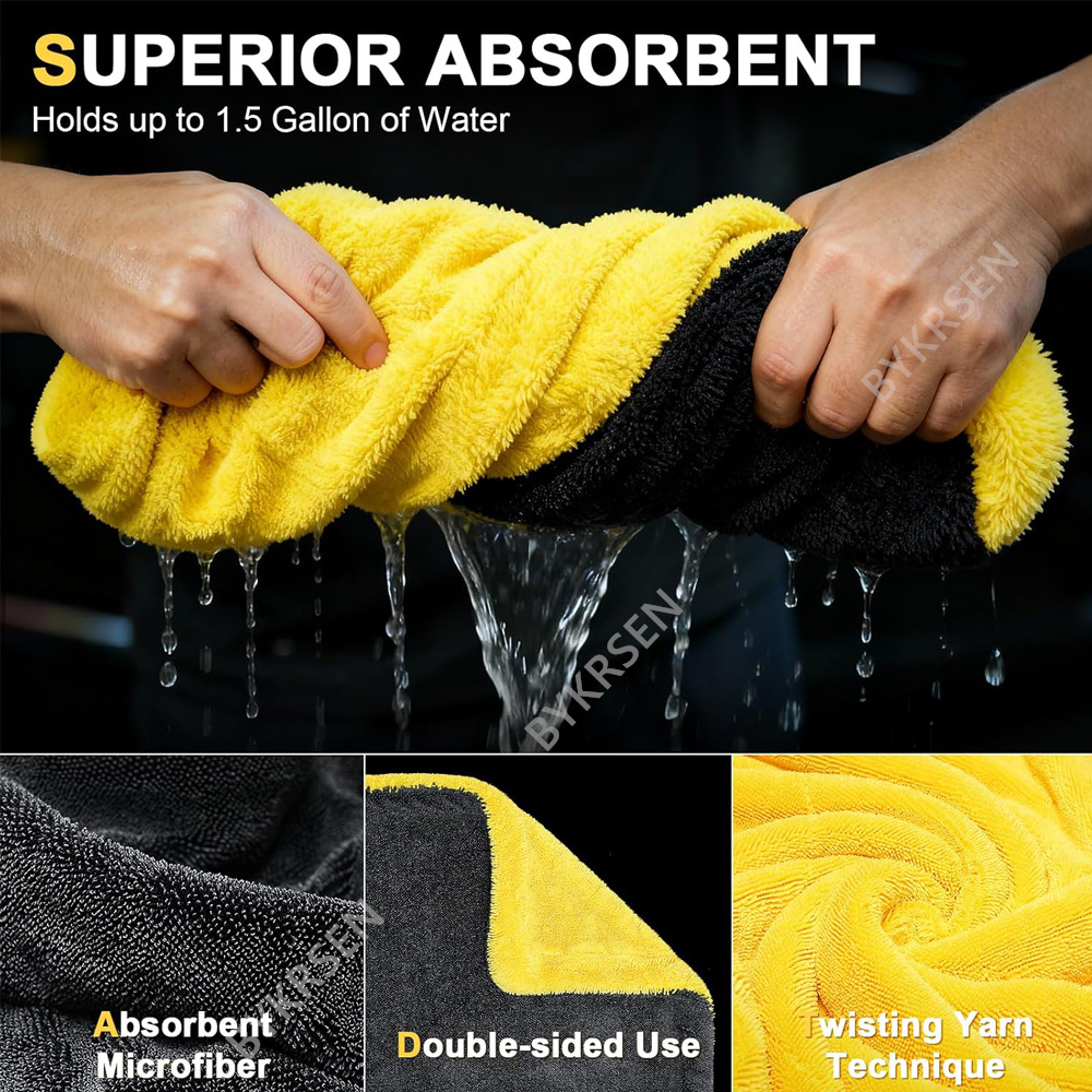 1800GSMの特大マイクロファイバー製洗車タオル。超吸収性 - Microfiber Towel Detailing のレビューと価格
